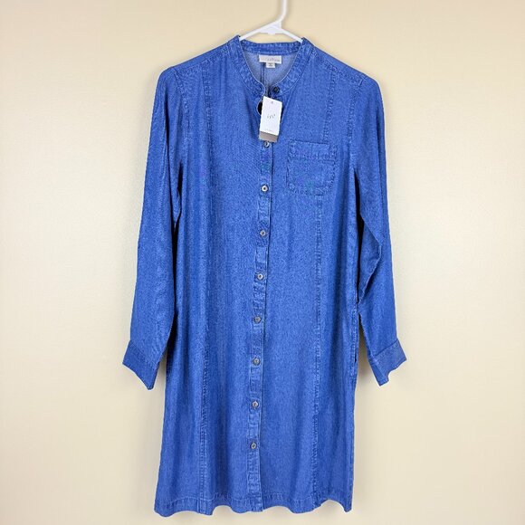 NWT J.Jill Denim Camdenwash Button-Front Soft Breathable Shirt Dress | XS Petite - Picture 1 of 12
